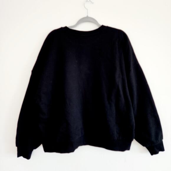 Expressed Society Black Silver & Pink Rhinestone Skull Sweatshirt Size Large - Picture 2 of 4